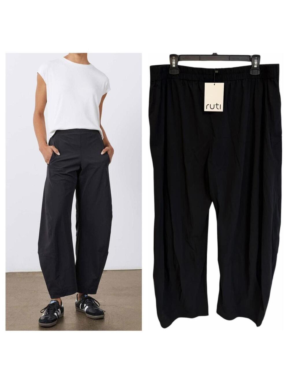 Ruti On The Loose Pants Black Barrel Wide Leg Stretch Minimalist Chic